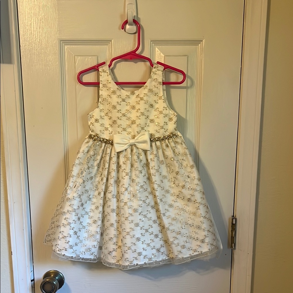 American Princess Cream Pleated Halter A-line Dress